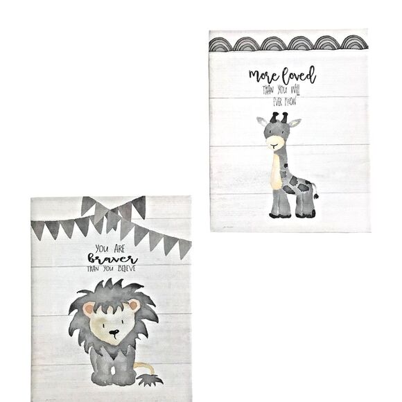 a.n.a Other - Baby Safari Animals Canvas Wall Art - Nursery Decor‎ - Set of 2/11 X 14 in